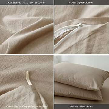 MooMee 100% Cotton Duvet Cover Set - Breathable Comfort