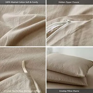 MooMee 100% Cotton Duvet Cover Set - Breathable Comfort