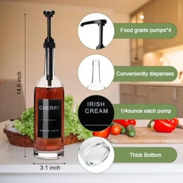 MSTCMZP 4 Piece Glass Coffee Syrup Dispenser Set