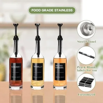 MSTCMZP 4 Piece Glass Coffee Syrup Dispenser Set