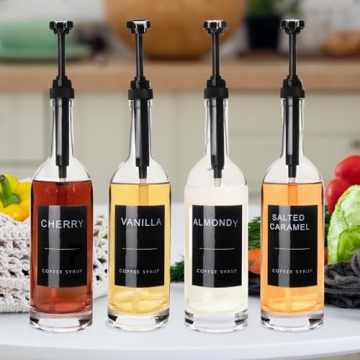 MSTCMZP 4 Piece Glass Coffee Syrup Dispenser Set