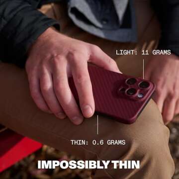 Latercase | Compatible with iPhone 15 Pro Max | iPhone 15 Pro Max Case | Crimson | Durable Thin Phone Case | 0.6mm Aramid Fiber, Precision Laser-Cut, Full Camera Protection, Non-Slip Matte Finish