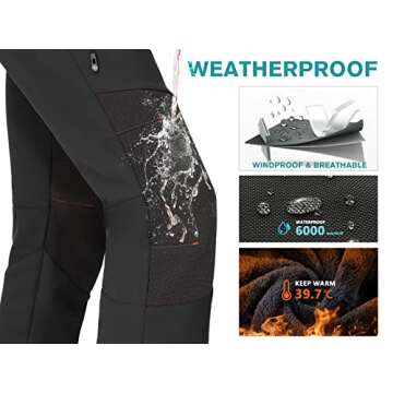 IUGA Snow Pants Womens Ski Hiking Pants Waterproof Outdoor Insulated Softshell Winter Fleece Lined S...