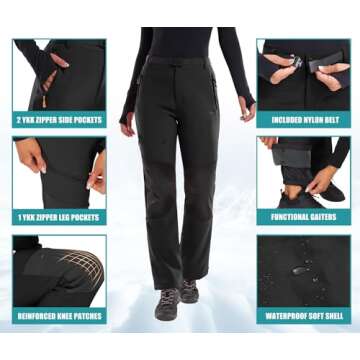 IUGA Women's Snow Pants Waterproof Insulated Softshell