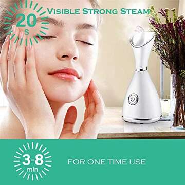 Facial Steamers,Lumcrissy Nano Ionic Face Steamer for Home Facial Warm Mist Humidifier Steamer for Face,Unclogs Pores Clear Blackheads & Deep Cleaning Acne Humidifier, Ideal Gift