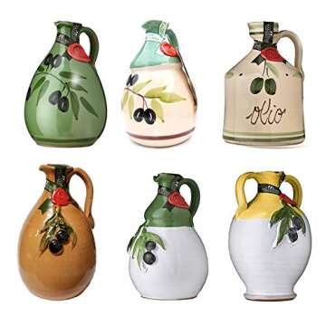 Two (only) of GALANTINO Extra Virgin Olive Oil in Hand Painted Ceramic Amphora, You Get Two Jugs fro...
