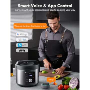 GoveeLife Smart Rice Cooker, 6-in-1 Multi-Cooker, Slow Cooker, Yogurt Maker, Saute Pan, Steamer, Foo...