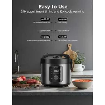 GoveeLife Smart Rice Cooker, 6-in-1 Multi-Cooker, Slow Cooker, Yogurt Maker, Saute Pan, Steamer, Food Warmer, 1000W, 10-Cup Uncooked 5.2 Quart, Includes App with 33 Recipes