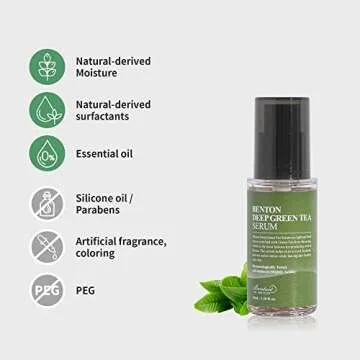 BENTON Deep Green Tea Serum 30ml (1.01 fl.oz.) - Nourishing & Hydrating Facial Serum for Oily and Sensitive Skin, Skin Soothing & Clearing