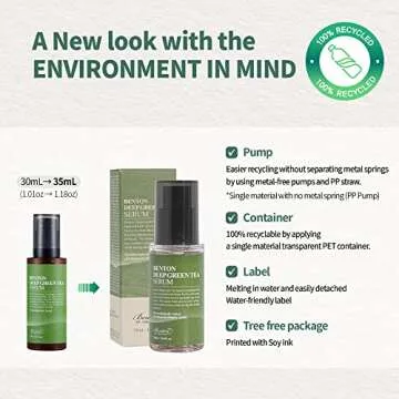 BENTON Deep Green Tea Serum 30ml (1.01 fl.oz.) - Nourishing & Hydrating Facial Serum for Oily and Sensitive Skin, Skin Soothing & Clearing
