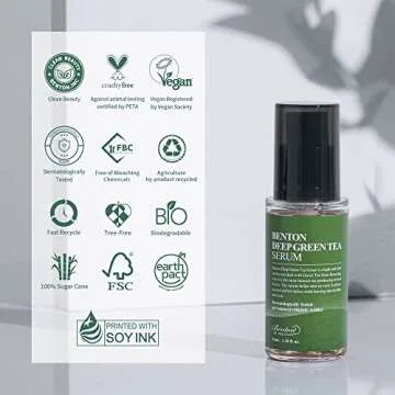 BENTON Deep Green Tea Serum 30ml (1.01 fl.oz.) - Nourishing & Hydrating Facial Serum for Oily and Sensitive Skin, Skin Soothing & Clearing