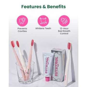 EUTHYMOL Whitening Toothpaste (3.7fl oz*3, Pack of 3) - Stain Removal in 2 Weeks, Long-Lasting Freshness for Sensitive Gum & Teeth. Bad Breath, Cavity Prevention. Recyclable Aluminum Tube