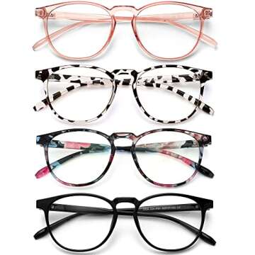 BOSSWIN Blue Light Blocking Glasses - 4Pack Anti UV & Eyestrain