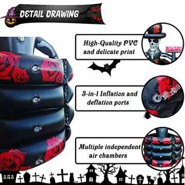 43 Inch Halloween Party Decorations Inflatable Cooler, 120+ Cans Halloween Party Supplies Large Capacity Scary Coffin Skeleton Ice Bucket for Drink Beverage Holder, Halloween Decor for Outdoor Indoor