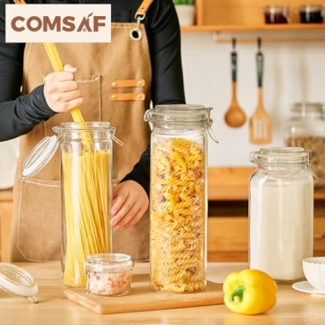 Airtight Glass Jars Set of 3 for Kitchen Storage