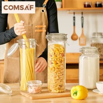 Airtight Glass Jars Set of 3 for Kitchen Storage