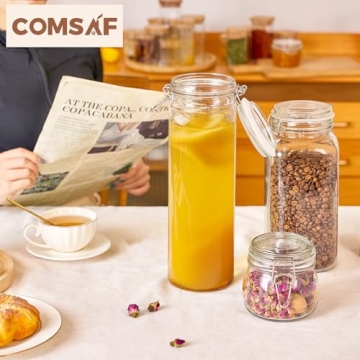 Airtight Glass Jars Set of 3 for Kitchen Storage