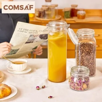 Airtight Glass Jars Set of 3 for Kitchen Storage