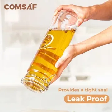 Airtight Glass Jars Set of 3 for Kitchen Storage