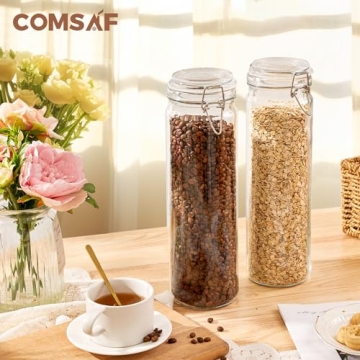 Airtight Glass Jars Set of 3 for Kitchen Storage