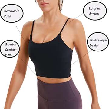 Gecdgzs Longline Padded Sport Bra for Women