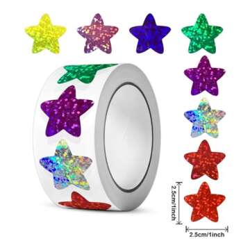 Sparkly Foil Small Star Stickers 500Pcs Multicolor Star Stickers 1" Diameter for Kids Reward, Arts and Crafts and Homeschool Teacher Supplies Planner and School Classroom (Multicolor 500pcs)