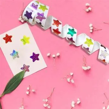 Sparkly Foil Small Star Stickers 500Pcs Multicolor Star Stickers 1" Diameter for Kids Reward, Arts and Crafts and Homeschool Teacher Supplies Planner and School Classroom (Multicolor 500pcs)