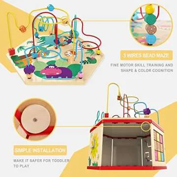 TOP BRIGHT Wooden Activity Cube for Toddlers 1-3 Bead Maze for Babies 6-12 Months Cause and Effect Toys for 1 2 3 Year Old Boys and Girls Gifts