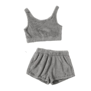 SweatyRocks Women's Cozy Fleece Pajamas Set with Shorts