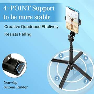 Versatile Portable Phone Tripod & Selfie Stick with Remote and LED