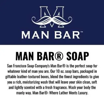 San Francisco Soap Company Peppered Cardamom and Juniper Man Bar - EXFOLIATING - No Harmful Chemicals - Good for All Skin Types - Made in the USA