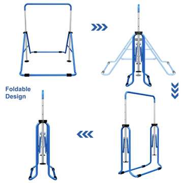 Tepemccu Expandable Gymnastics Bars,Adjustable Height Gymnastic Horizontal Bars,Junior Training Bar Children Folding Training Monkey Bars for Kids