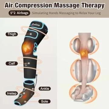Sotion Leg Massager with Heat and Compression for Circulation & Recovery, Upgraded Foot Calf Thigh Sequential Massager Device with Handheld Controller, 4 Modes 4 Intensities, Help for Leg Pain Relief
