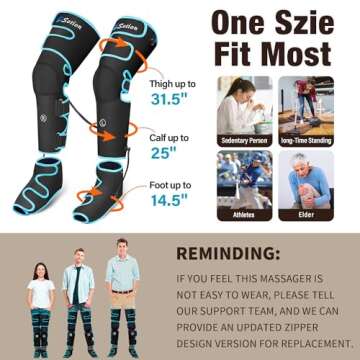 Sotion Leg Massager with Heat and Compression for Circulation & Recovery, Upgraded Foot Calf Thigh Sequential Massager Device with Handheld Controller, 4 Modes 4 Intensities, Help for Leg Pain Relief
