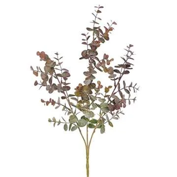 Okngr 4 Pcs Artificial Eucalyptus Leaves Greenery Stems Faux Eucalyptus Leaves Spray Silver Dollar Eucalyptus Branches Plastic Eucalyptus Stems for Floral Arrangement Home Party Wedding Decor