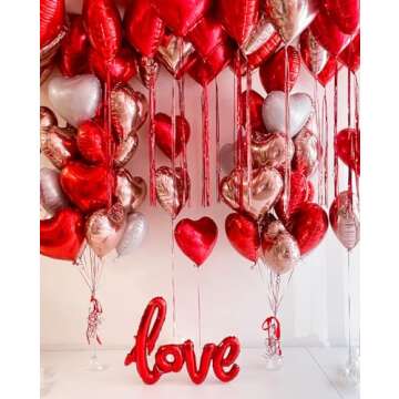 Grcypa Valentines Day Balloons Kit Anniversary Decorations with Love Foil Balloons Heart Foil Balloo...
