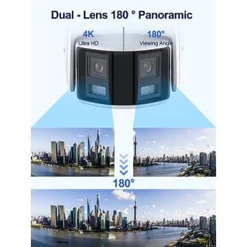 Anpviz 4K PoE Dual Lens Security Camera Outdoor Full Metal Housing, 180 Degree Wide Angle, Panoramic IP Camera with Human/Vehicle Detection, Two Way Talk, Built-in MicroSD Card Slot (H Series)