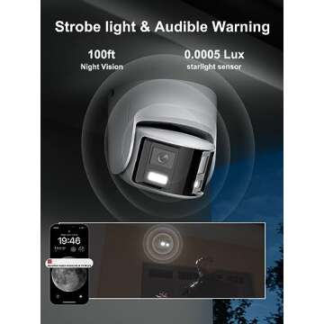 Anpviz 4K PoE Dual Lens Security Camera Outdoor Full Metal Housing, 180 Degree Wide Angle, Panoramic IP Camera with Human/Vehicle Detection, Two Way Talk, Built-in MicroSD Card Slot (H Series)