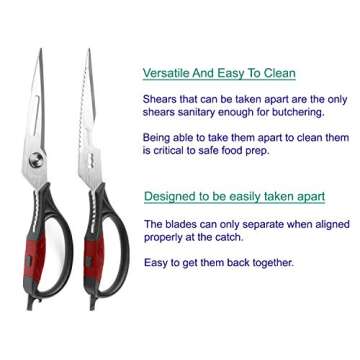 Kitchen Scissors - Heavy Duty Utility Come Apart Kitchen Shears for Chicken, Meat, Food, Vegetables ...
