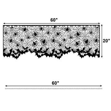 3Pcs Halloween Lamp Shade Cover Decoration, Black Lace Ribbon Spider web Lampshades Cover Topper Scarf for Festive Party Indoor Decor Supplies, Large 20 X 60 Inch Spiderweb Lamp Shade Cover