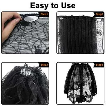 3Pcs Halloween Lamp Shade Cover Decoration, Black Lace Ribbon Spider web Lampshades Cover Topper Scarf for Festive Party Indoor Decor Supplies, Large 20 X 60 Inch Spiderweb Lamp Shade Cover