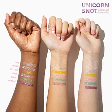 UNICORN SNOT Holographic Glitter Lip Gloss & Gel - Cosmetic Grade Hair, Face or Body Glitter - Christmas Gifts Ideas, Stocking Stuffers, Christmas Glitter Makeup for Holiday Face Paint (Pink)