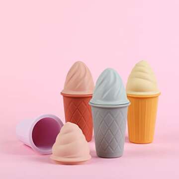 BLUE GINKGO Silicone Ice Cream Sand Toys for Kids