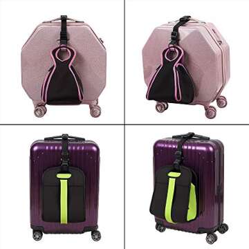 J Hook Luggage Strap Add a Bag Hook Hanger Strap, Adjustable attaches Briefcase Together (Black-Normal Size)