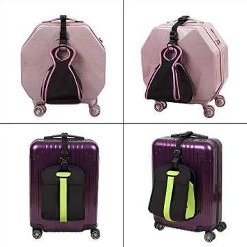 J Hook Luggage Strap Add a Bag Hook Hanger Strap, Adjustable attaches Briefcase Together (Black-Normal Size)