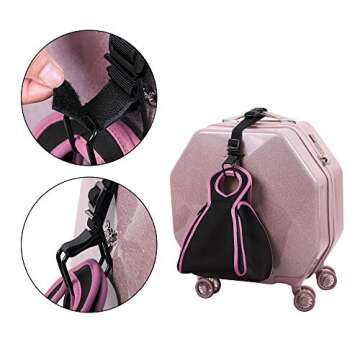 J Hook Luggage Strap Add a Bag Hook Hanger Strap, Adjustable attaches Briefcase Together (Black-Normal Size)
