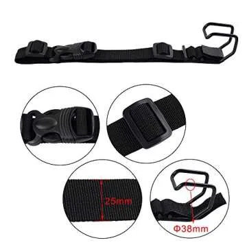 J Hook Luggage Strap Add a Bag Hook Hanger Strap, Adjustable attaches Briefcase Together (Black-Normal Size)