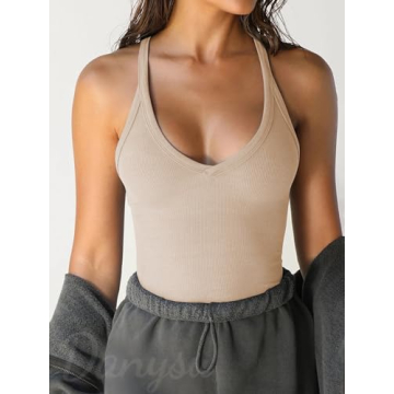 Danysu Racerback Tank Top with Built-in Bra for Women