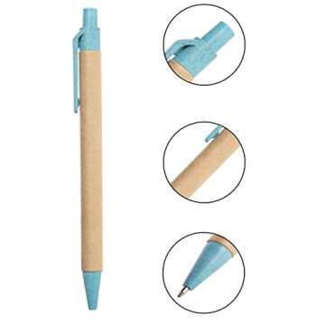 100 Pack Eco-Friendly Pens, 1mm Tip, Black Ink, Medium Point, Retractable Ballpoint Pen, Writing Pen...