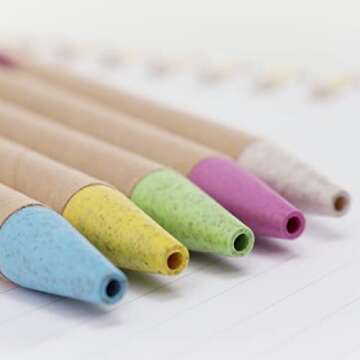 100 Pack Eco-Friendly Pens, 1mm Tip, Black Ink, Medium Point, Retractable Ballpoint Pen, Writing Pens for Journaling, Ideal for Office, School & Home Use (Assorted)